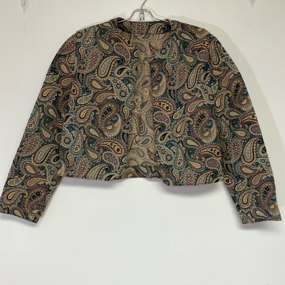 Vintage Cropped Tapestry Paisley Jacket Blazer - Picture 1 of 13